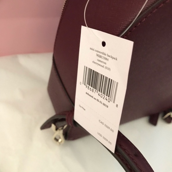 Mini Backpack Kate Spade convertible cherrywood - Picture 6 of 8